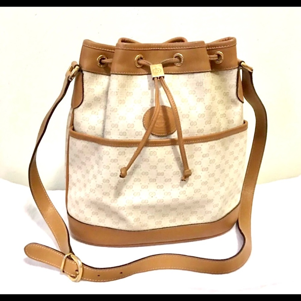 Vtg GUCCI Micro GG Supreme PVC Vinyl Bucket Bag